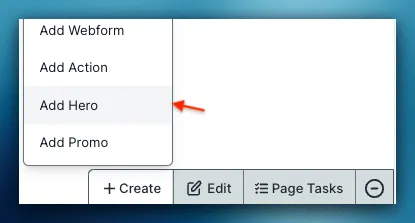 +Create menu